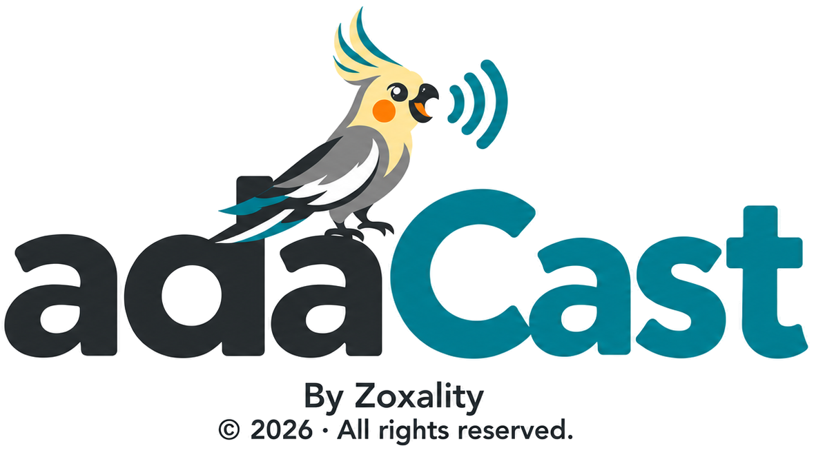 adaCast – Ada perched on the logo